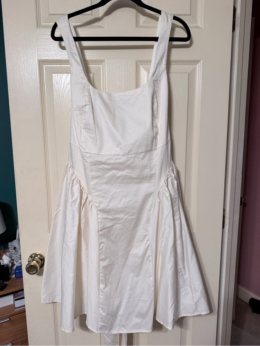 Eloquii Cream Square-Neck Mini Dress